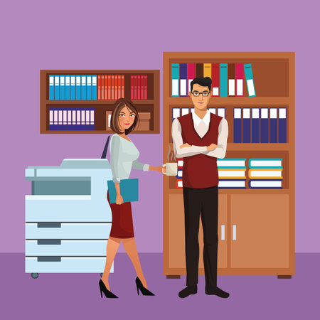 business coworkers executives working inside office cartoon vector illustration graphic designのイラスト素材