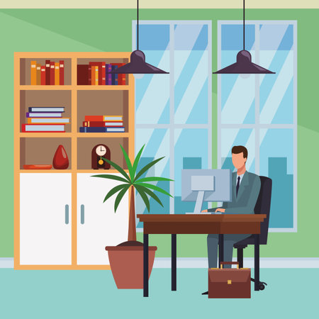 Executive businessman working inside office avatar vector illustration graphic designのイラスト素材