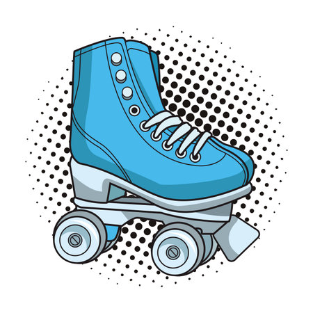 pop art retro roller skates cartoon vector illustration graphic designのイラスト素材