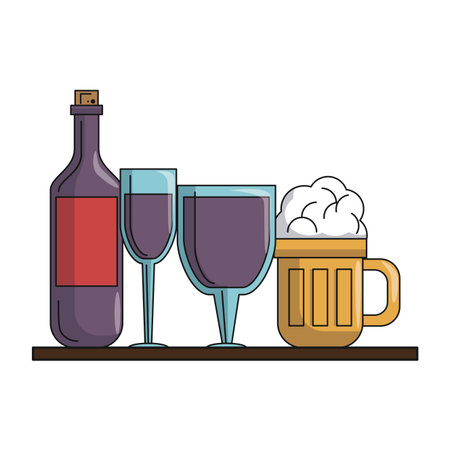 delicious wine and beer cartoon vector illustration graphic designのイラスト素材