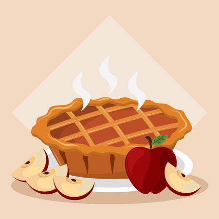 Thanksgiving day food apples pie dessert vector illustration graphic designのイラスト素材
