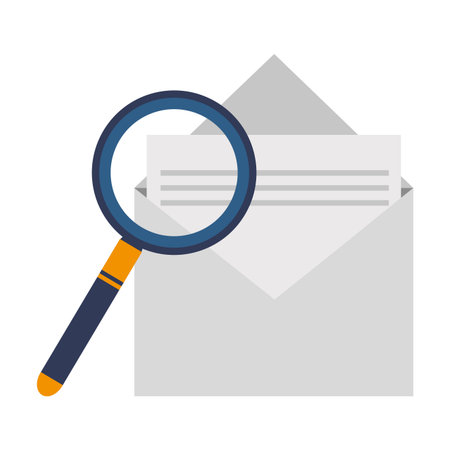 Envelope open with letter and magnifying glass vector illustration graphic designのイラスト素材