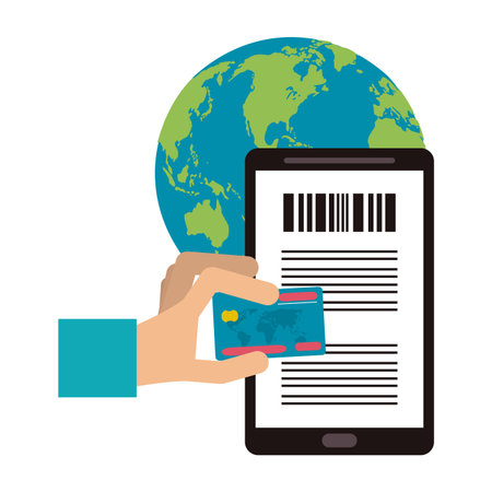 Online shopping and payment   smartphone vector illustration graphic designのイラスト素材