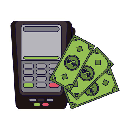 card reader and cash electronic payment vector illustration graphic designのイラスト素材