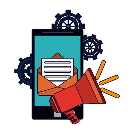 Sending advertising email from smartphone vector illustration graphic designのイラスト素材