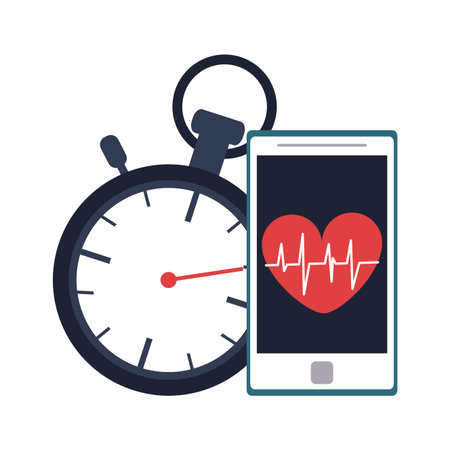 Gym smartphone app and timer equipment and elements vector illustration graphic designのイラスト素材
