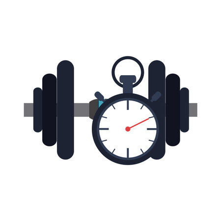 Gym dumbbell and timer equipment and elements vector illustration graphic designのイラスト素材