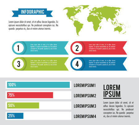 infographic whole world horizontal diagrams and tabs vector illustration graphic designのイラスト素材
