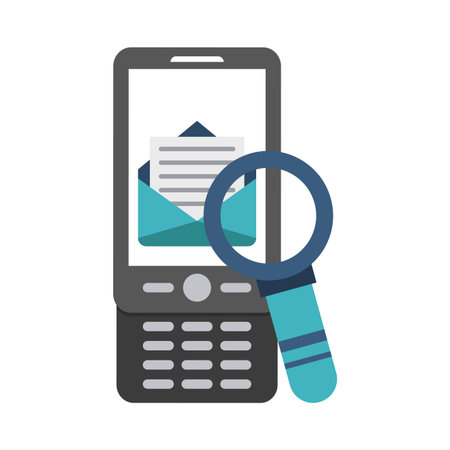 Smartphone and email with magnifying glass vector illustration graphic designのイラスト素材