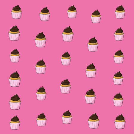 Delicious cupcake background pattern cartoon vector illustration graphic designのイラスト素材