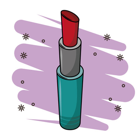 Lipstick makeup cartoon over purple grunge background vector illustration graphic designのイラスト素材