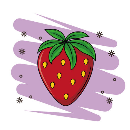 Strawberry sweet fruit over purple grunge background vector illustration graphic designのイラスト素材