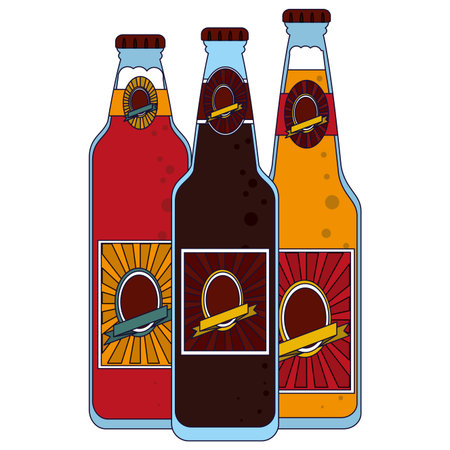Set of beer label bottles vector illustration graphic designのイラスト素材