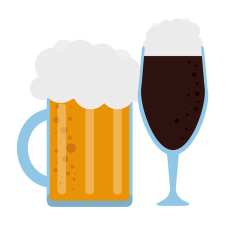 Set of types of beer in cups vector illustration graphic designのイラスト素材