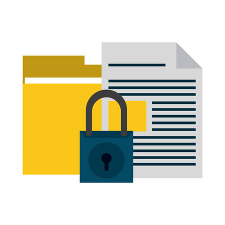 folder and document with padlock vector illustration graphic designのイラスト素材