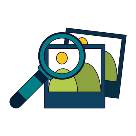 Photos and magnifying glass vector illustration graphic designのイラスト素材