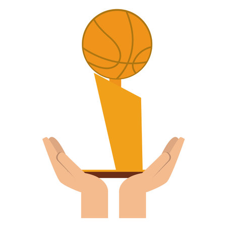 Hands with basketball trophy cup vector illustration graphic designのイラスト素材