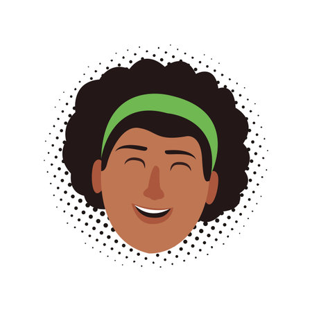 Afro woman smiling face cartoon pop art vector illustration graphic designのイラスト素材