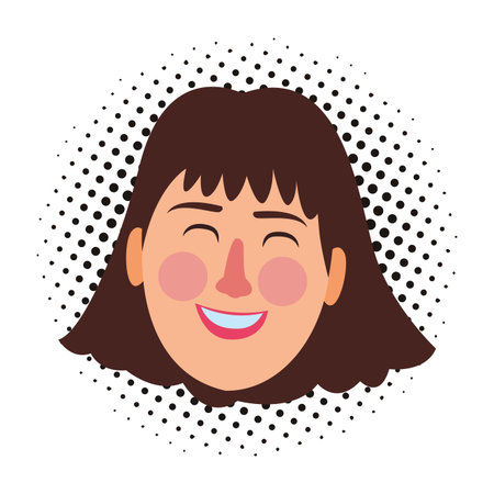 Woman with short hair smiling face pop art vector illustration graphic designのイラスト素材