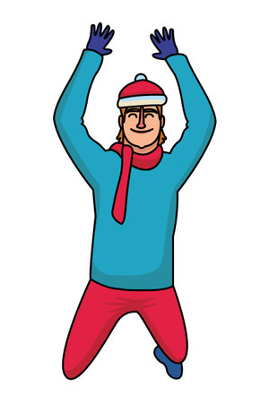 Happy man in winter clothes  vector illustration graphic designのイラスト素材