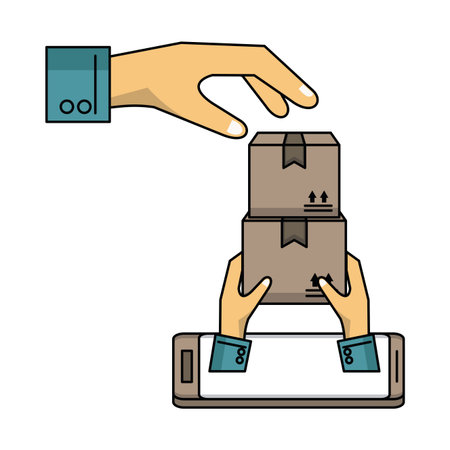 Delivery and logistics online from smartphone vector illustration graphic designのイラスト素材
