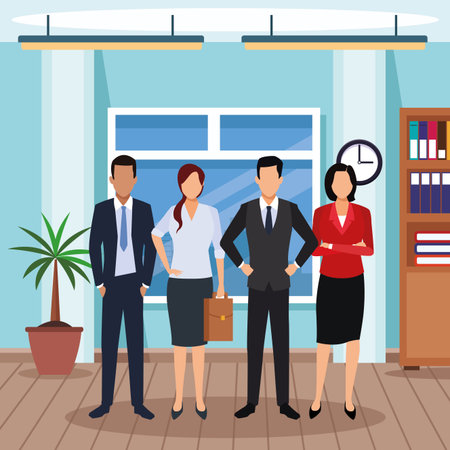 executive coworkers working in side office cartoon vector illustration graphic designのイラスト素材