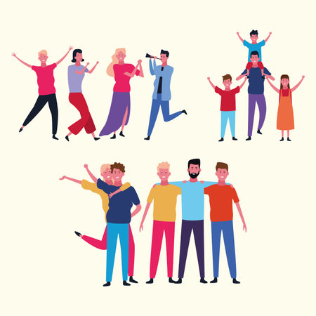 family group avatar with dancing people vector illustration graphic designのイラスト素材