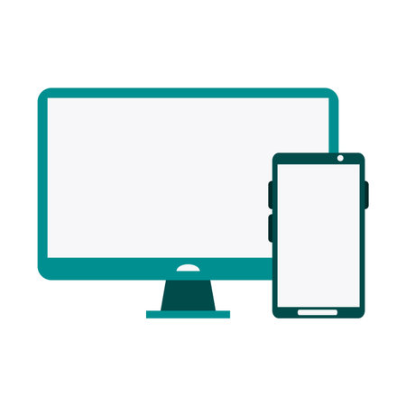 Computer screen and smartphone technology vector illustration graphic designのイラスト素材