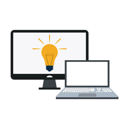 technology laptop and television with big idea vector illustration graphic designのイラスト素材