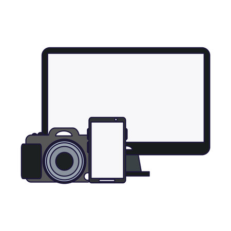 Smartphone and smartwatch with apps vector illustration graphic designのイラスト素材