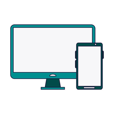 Computer screen and smartphone technology vector illustration graphic designのイラスト素材