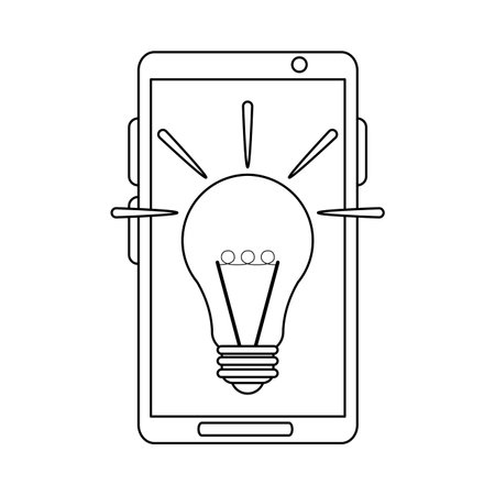 Technology smartphone with big idea on screen vector illustration graphic designのイラスト素材