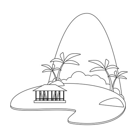 Beach and summer kiosk with palms vector illustration graphic designのイラスト素材