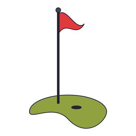 Golf playfield flag and hole vector illustration graphic designのイラスト素材