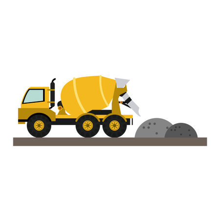 Construction cemet truck unloading gravel vector illustration graphic designのイラスト素材