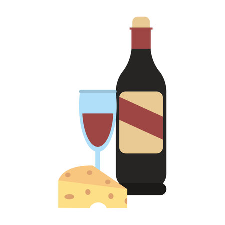 Wine bottle and cup with cheese vector illustration graphic designのイラスト素材