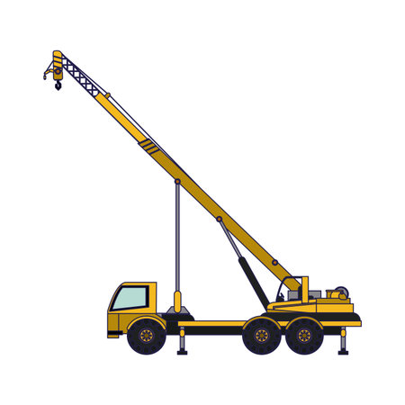 Construction truck with crane vehicle vector illustration graphic designのイラスト素材