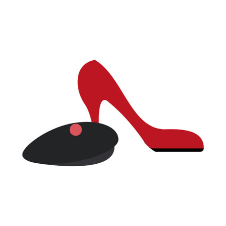 High heel and beret french fashion accesories vector illustration graphic designのイラスト素材