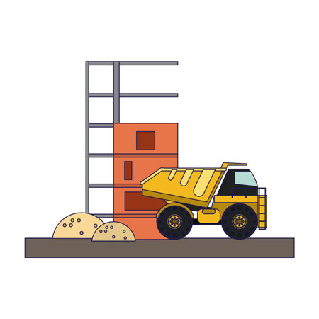 Construction truck loading sand vector illustration graphic designのイラスト素材