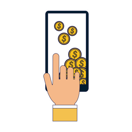 Online payment and money transfer from smartphone vector illustration graphic designのイラスト素材