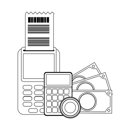 Card reader with cash and calculator vector illustration graphic designのイラスト素材