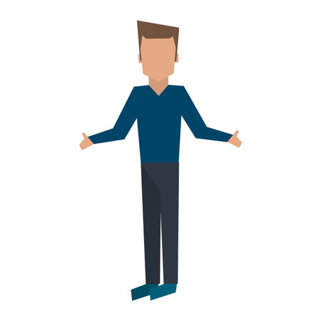 Young man avatar with arms open vector illustration graphic design vector illustration graphic designのイラスト素材