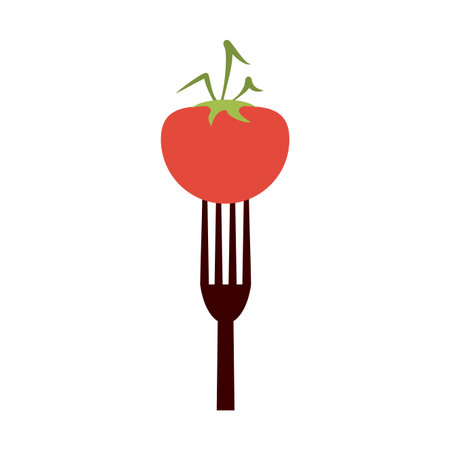 Tomato on fork vector illustration graphic designのイラスト素材