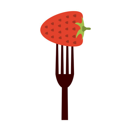 Strawberry in fork vector illustration graphic designのイラスト素材