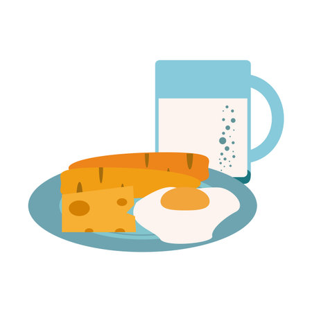 healthy food carrot and cheese with fried egg and milk cup vector illustration graphic designのイラスト素材
