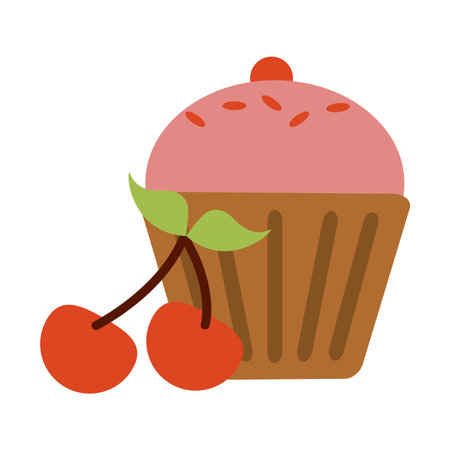 Cupcake with cherry Desserts food vector illustration graphic designのイラスト素材