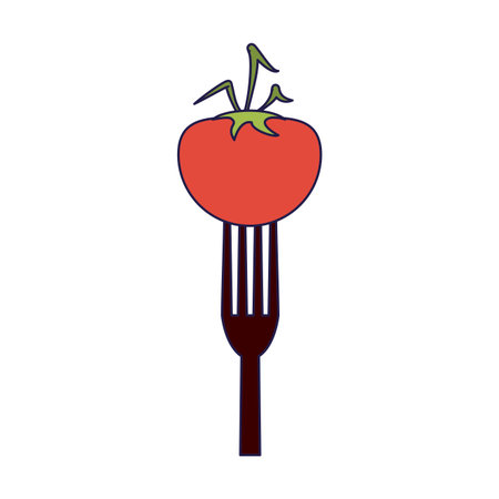 Tomato on fork vector illustration graphic designのイラスト素材