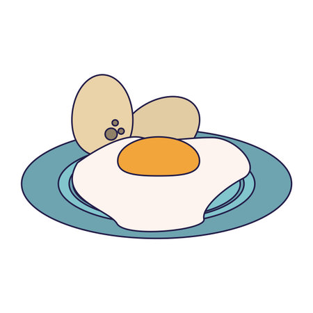 healthy food eggs cooked on dish vector illustration graphic designのイラスト素材