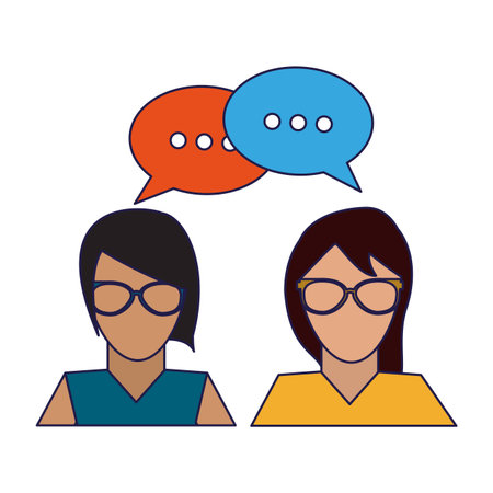 people talking avatar with speech bubble vector illustration graphic designのイラスト素材