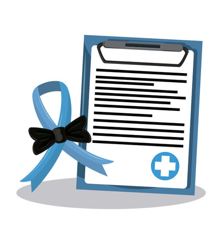 Prostate cancer campaign medical report and blue ribbon vector illustration graphic designのイラスト素材
